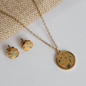 18K Gold Plated Necklace Earrings Set